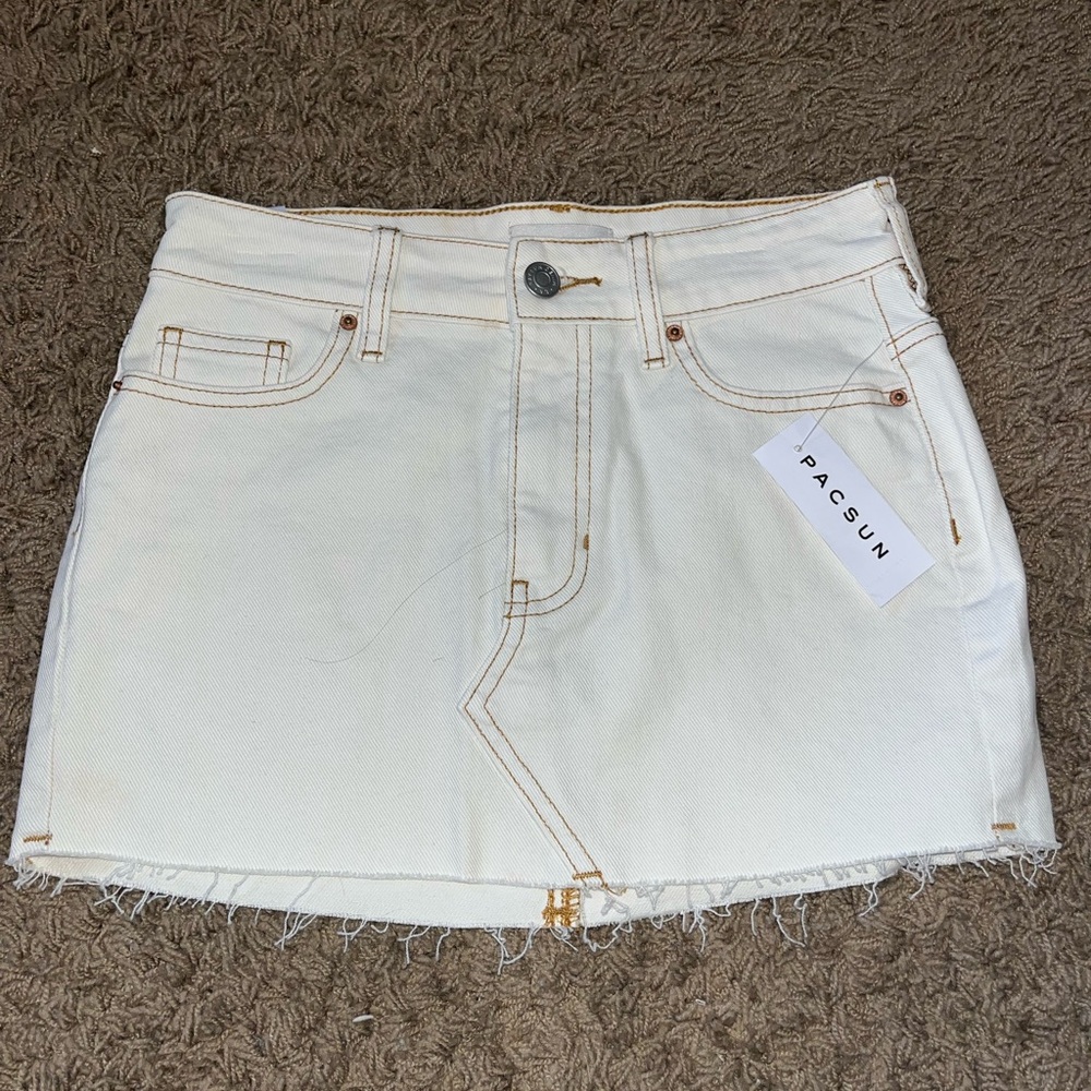 PacSun White denim mini skirt; never worn